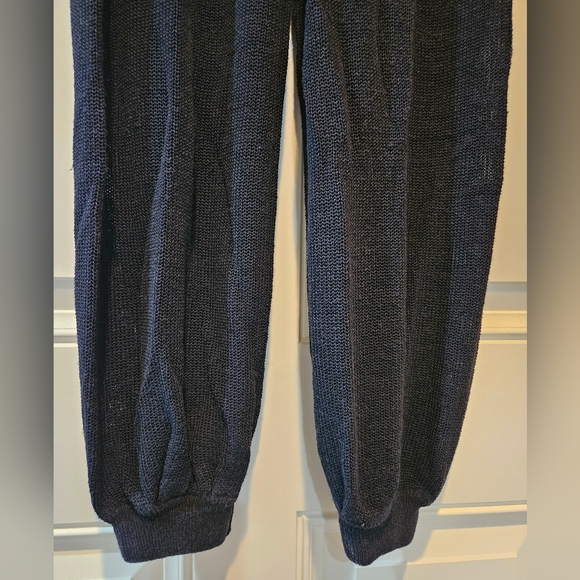 Free People Oh Yeah Sweater Pants Linen Blend Jogger Styl Semi Sheer Black S NWT - Picture 7 of 14